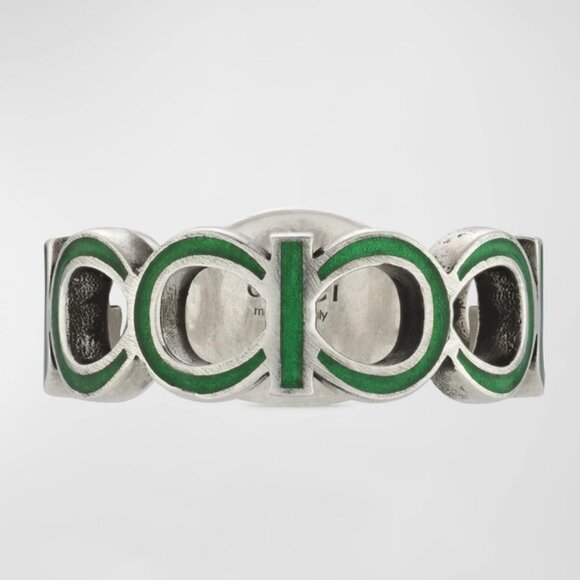 New Gucci Interlocking G Enamel Band Ring- Unisex - Picture 2 of 3